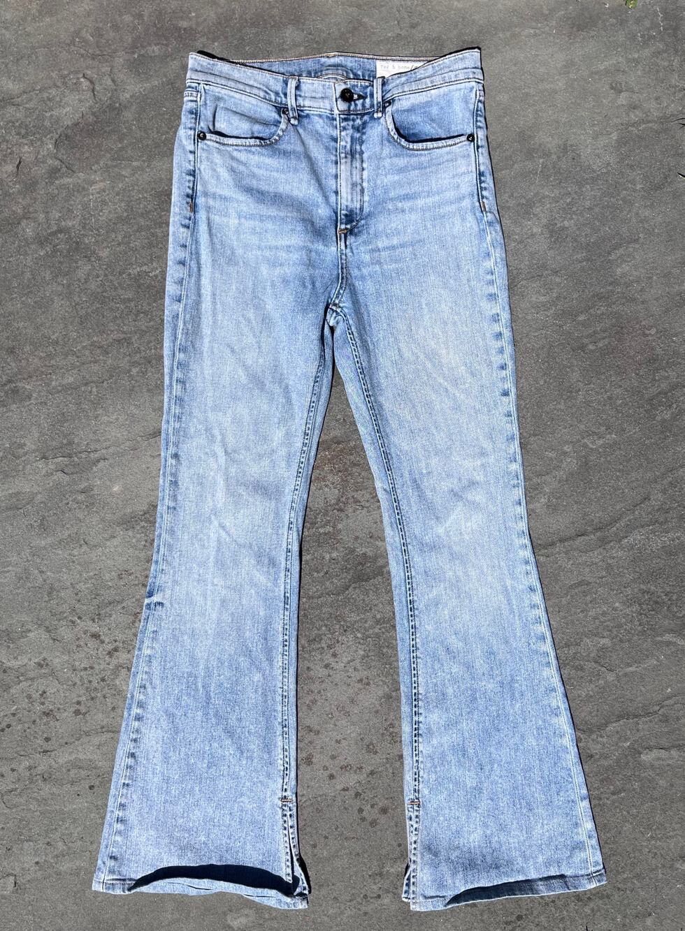 Rag & Bone Made in USA Flare Split Hem Jeans Double Down Wash 27